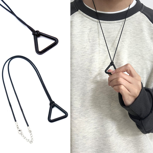 Minimalist Black Triangle Necklace – Anime-Inspired Geometric Pendant