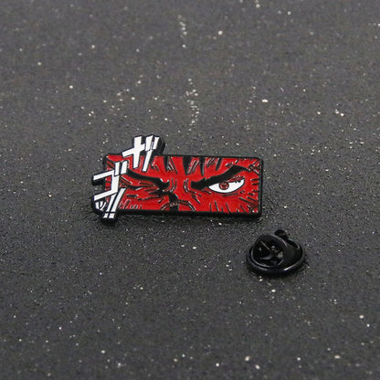 Dark Warrior Armor Enamel Pin – Fierce Eye & Beast Helmet Design