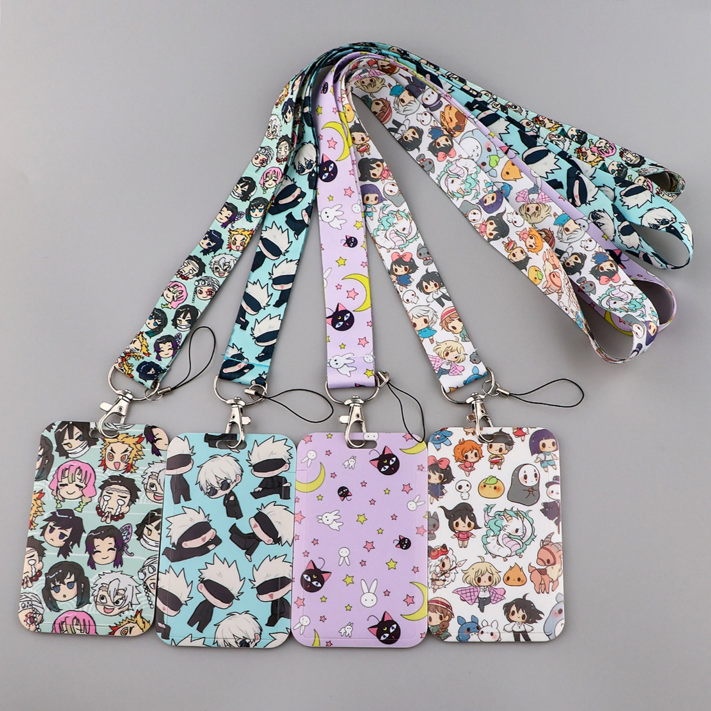 Anime Lanyard Card Holder with Phone Holder and Photocard Holder - Cute Card Holder for ID Cards  - Anime Merch Phone Strap