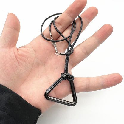 Minimalist Black Triangle Necklace – Anime-Inspired Geometric Pendant