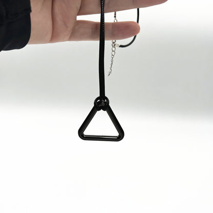 Minimalist Black Triangle Necklace – Anime-Inspired Geometric Pendant