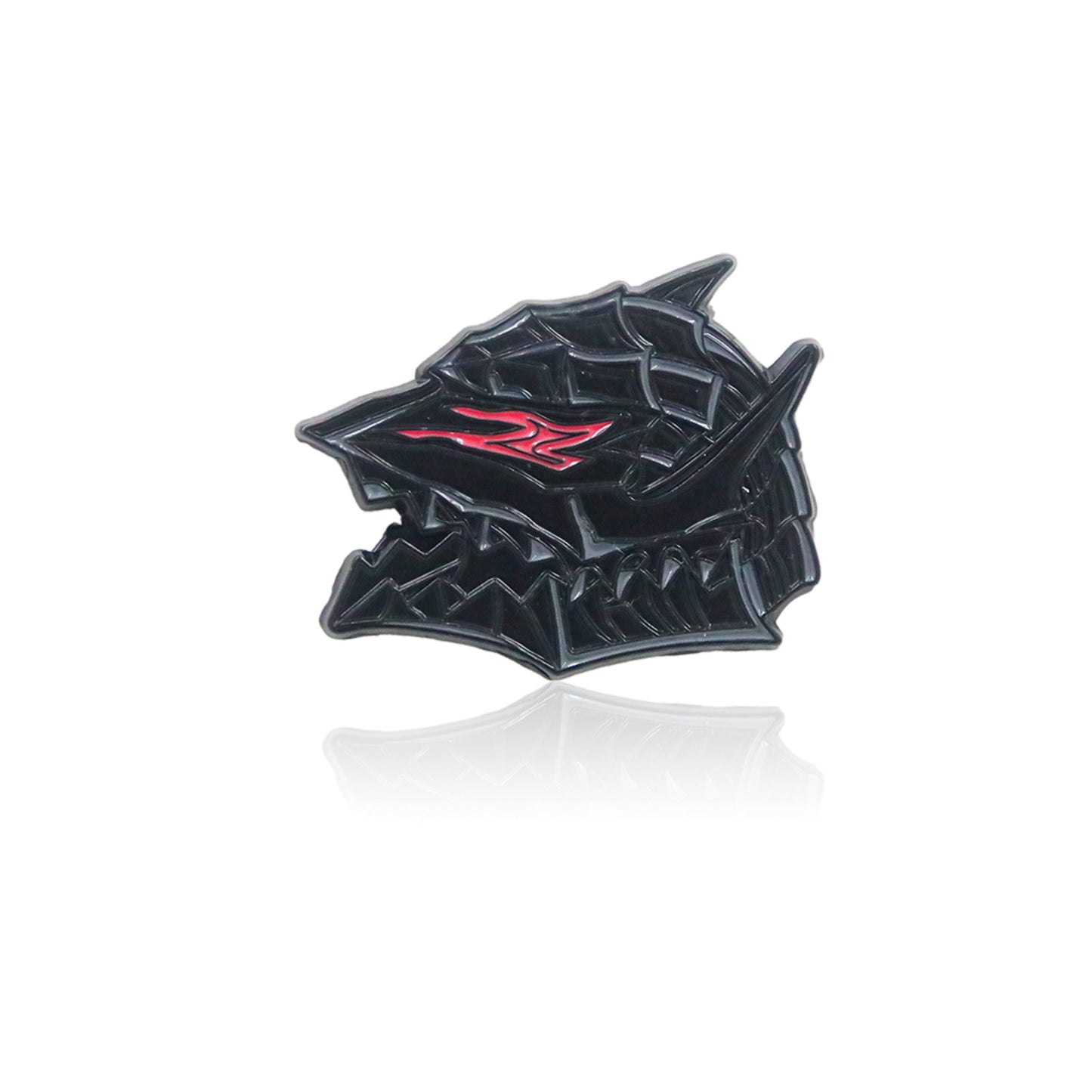 Dark Warrior Armor Enamel Pin – Fierce Eye & Beast Helmet Design